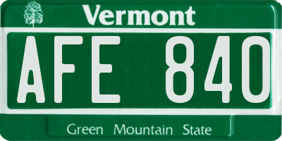 VT license plate AFE840