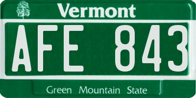 VT license plate AFE843