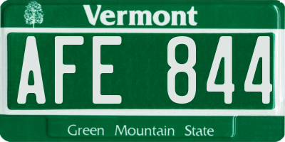 VT license plate AFE844