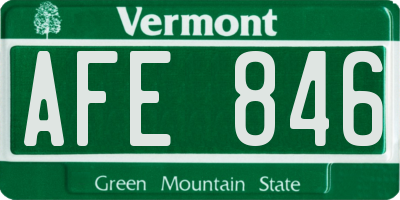 VT license plate AFE846