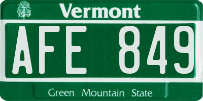 VT license plate AFE849