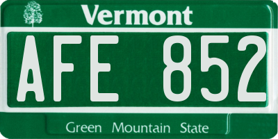 VT license plate AFE852