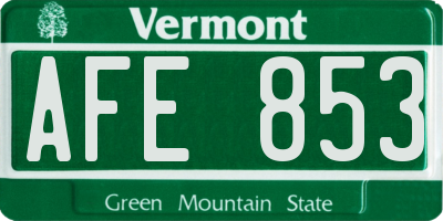 VT license plate AFE853