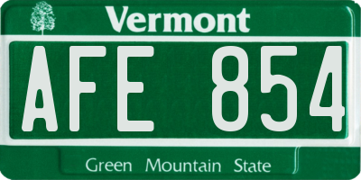 VT license plate AFE854
