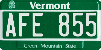 VT license plate AFE855