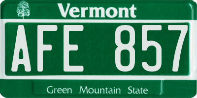 VT license plate AFE857