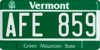 VT license plate AFE859
