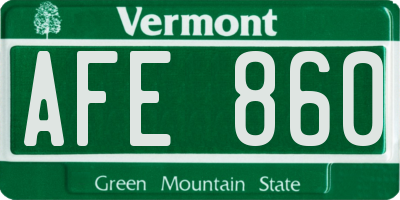 VT license plate AFE860