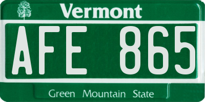 VT license plate AFE865