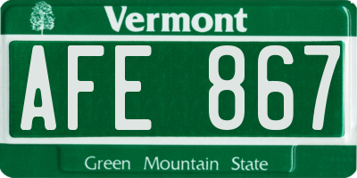 VT license plate AFE867