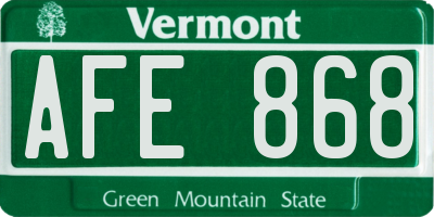 VT license plate AFE868