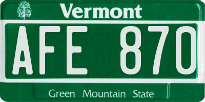VT license plate AFE870