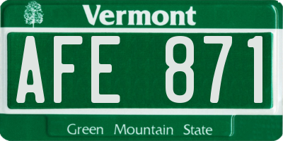 VT license plate AFE871