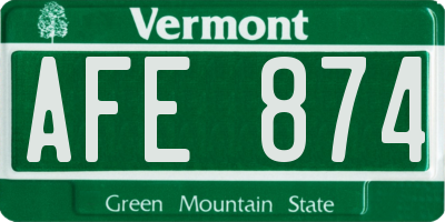 VT license plate AFE874