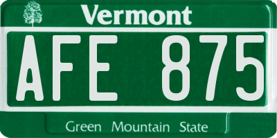 VT license plate AFE875