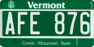 VT license plate AFE876