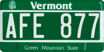 VT license plate AFE877