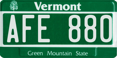 VT license plate AFE880