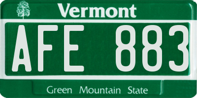 VT license plate AFE883
