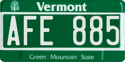 VT license plate AFE885