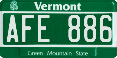 VT license plate AFE886