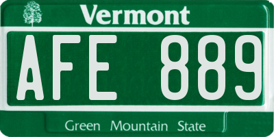 VT license plate AFE889
