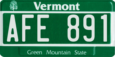 VT license plate AFE891