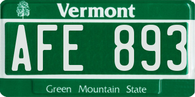 VT license plate AFE893