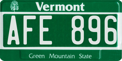 VT license plate AFE896