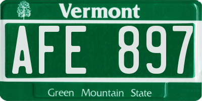 VT license plate AFE897