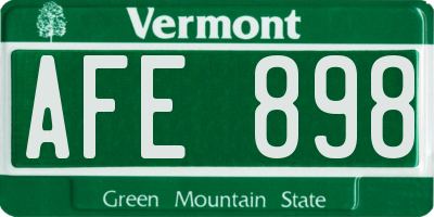 VT license plate AFE898