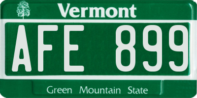 VT license plate AFE899