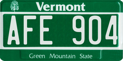 VT license plate AFE904