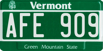 VT license plate AFE909