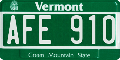 VT license plate AFE910
