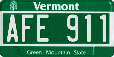 VT license plate AFE911