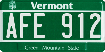 VT license plate AFE912