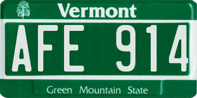 VT license plate AFE914