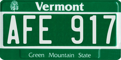 VT license plate AFE917