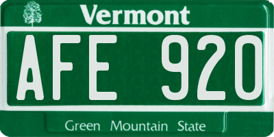 VT license plate AFE920