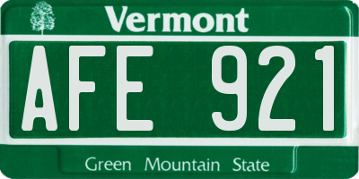 VT license plate AFE921