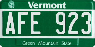 VT license plate AFE923