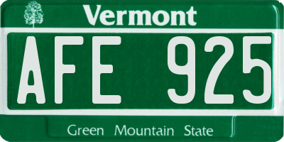 VT license plate AFE925