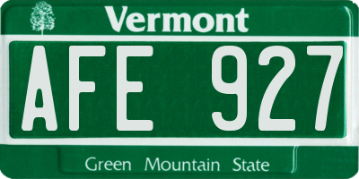 VT license plate AFE927