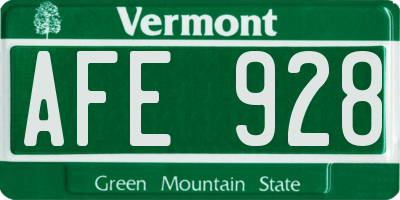 VT license plate AFE928