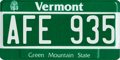 VT license plate AFE935