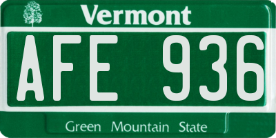 VT license plate AFE936