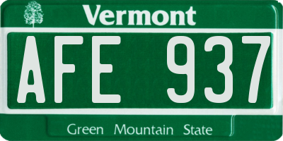 VT license plate AFE937