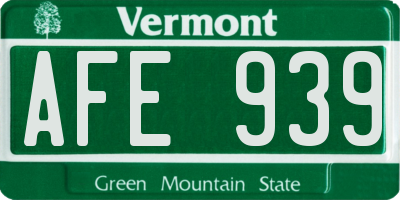 VT license plate AFE939