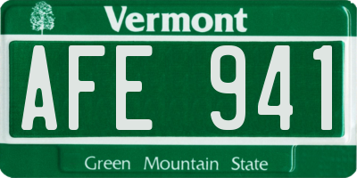 VT license plate AFE941